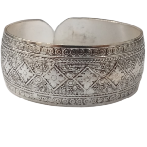 Traditional Handcrafted Floral Engraved Metal Cuff Bracelet