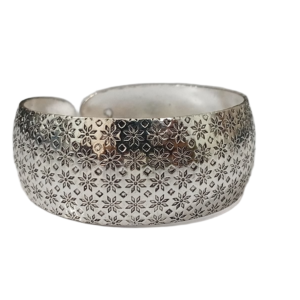 Traditional Handcrafted Floral Engraved Metal Cuff Bracelet