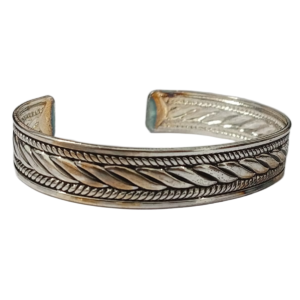 Traditional Handcrafted Floral Engraved Metal Cuff Bracelet