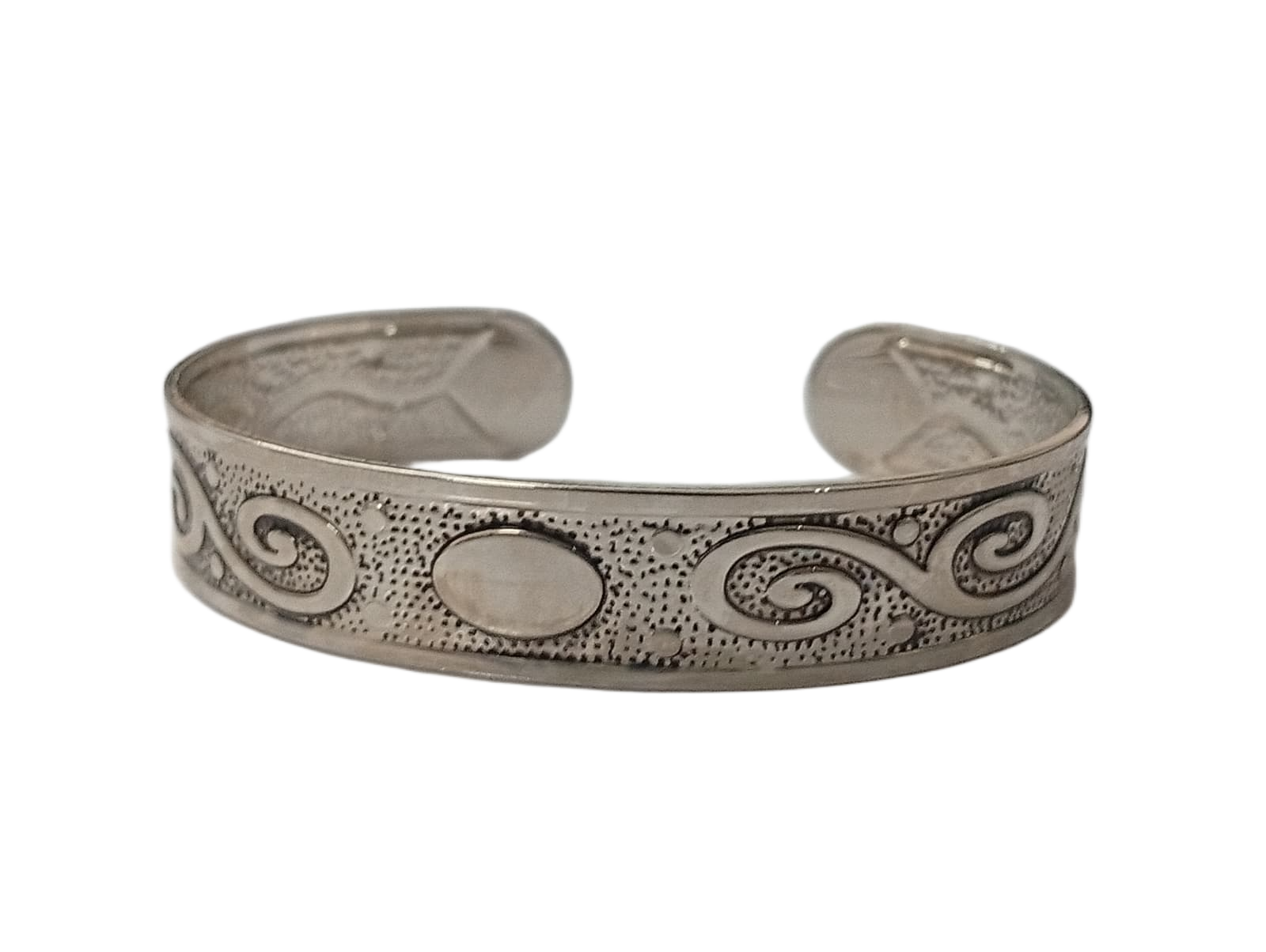 Traditional Handcrafted Floral Engraved Metal Cuff Bracelet - Image 3