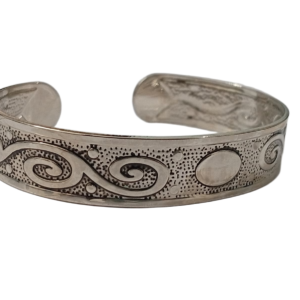 Traditional Handcrafted Floral Engraved Metal Cuff Bracelet