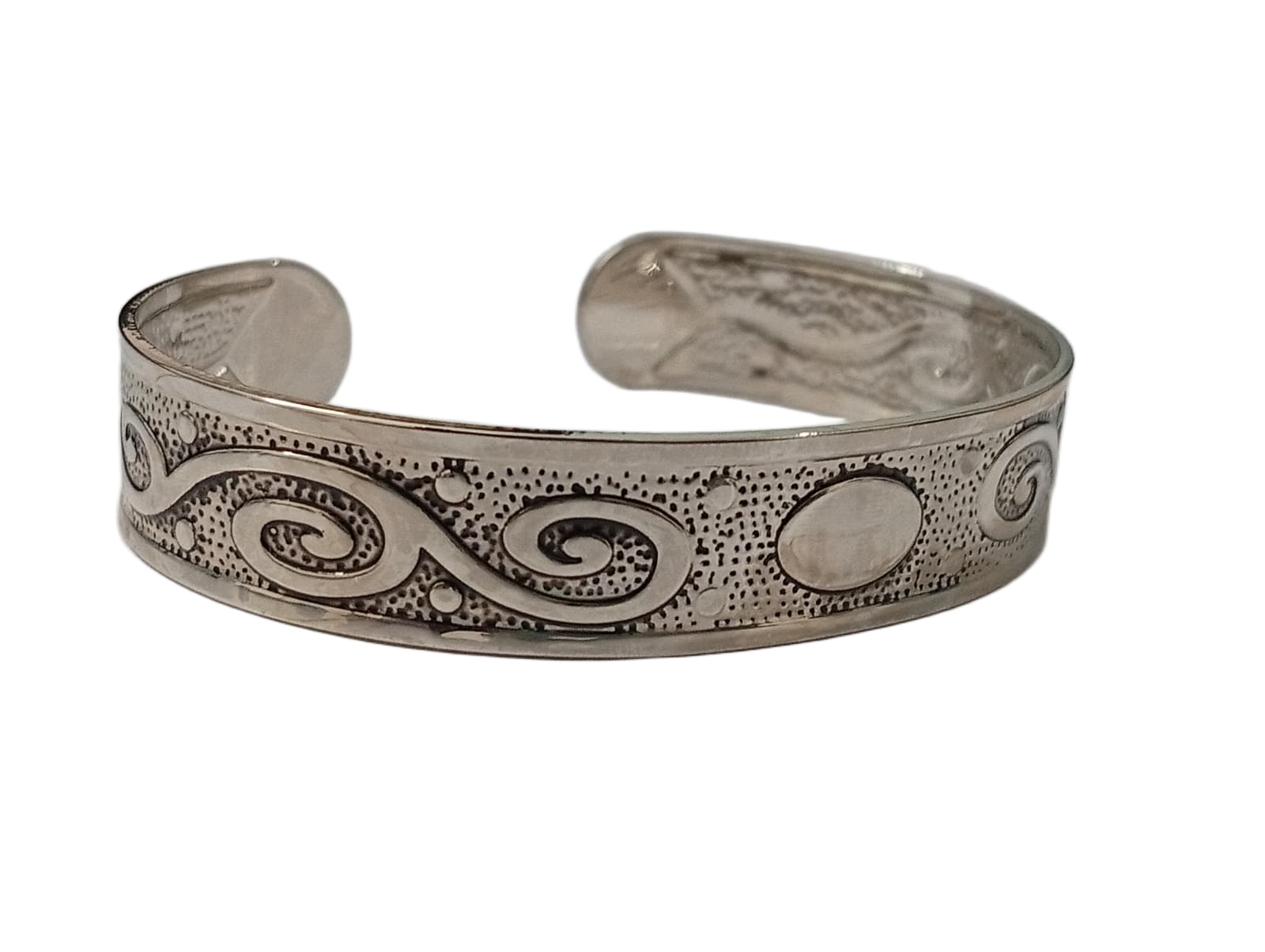Traditional Handcrafted Floral Engraved Metal Cuff Bracelet - Image 2