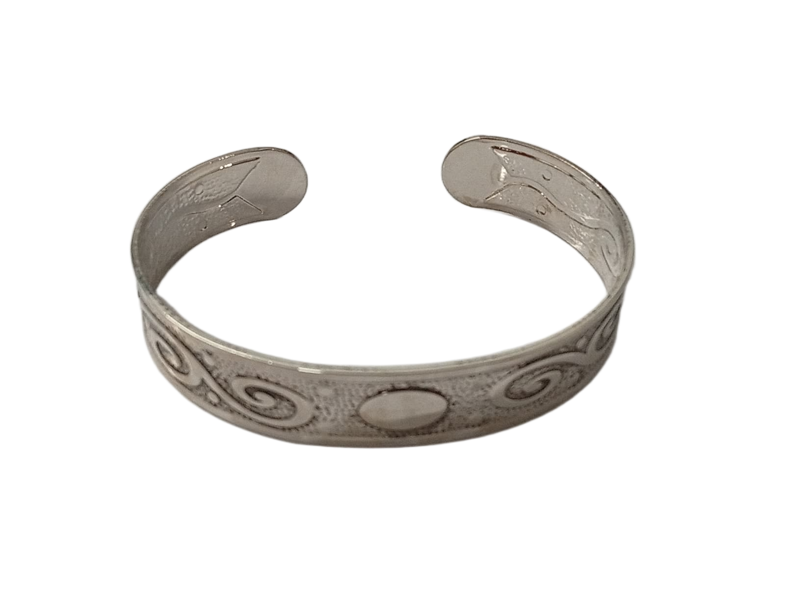 Traditional Handcrafted Floral Engraved Metal Cuff Bracelet - Image 7