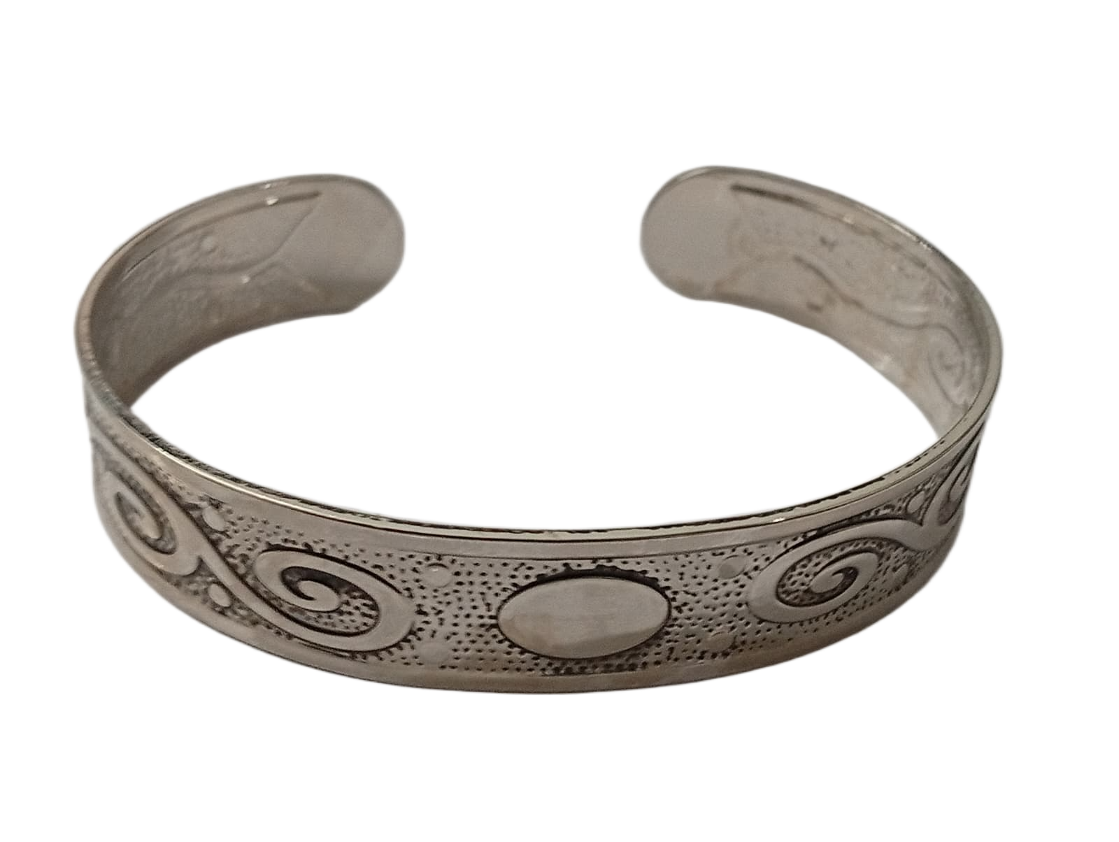 Traditional Handcrafted Floral Engraved Metal Cuff Bracelet - Image 6