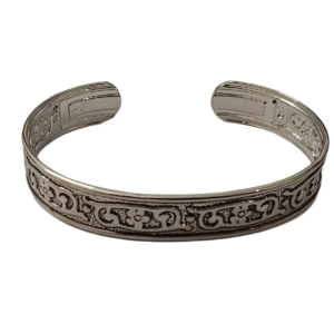 Traditional Handcrafted Floral Engraved Metal Cuff Bracelet