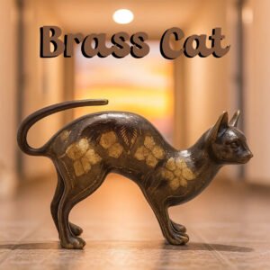 Handmade Brass Cat Jarrah (15 cm)