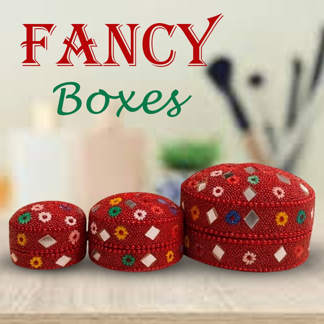 Handcrafted Decorative Bajri Box Set of 3