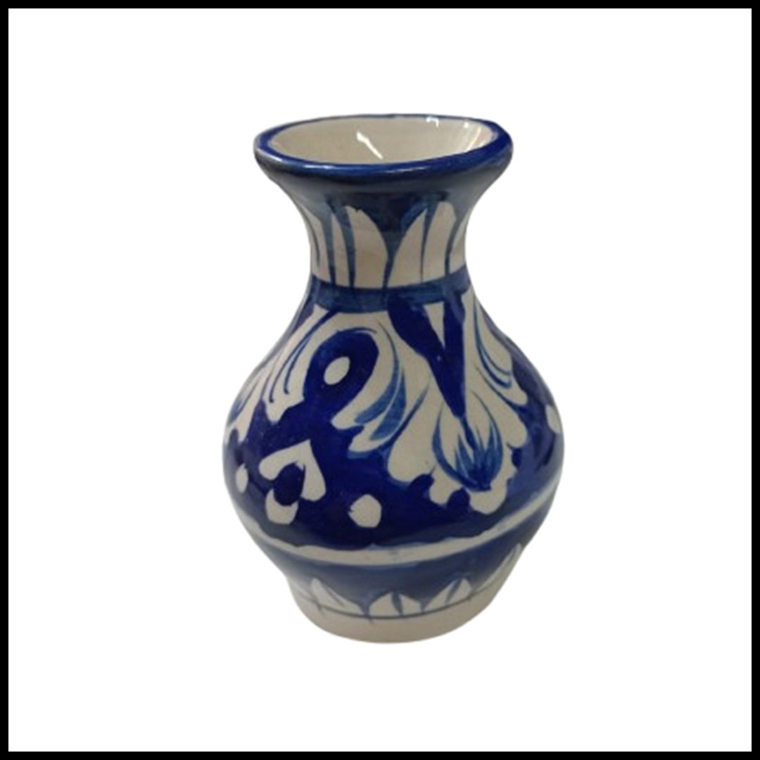 Handcrafted Tiny Blue Pottery Vase (11cm × 4.5cm) - Image 2