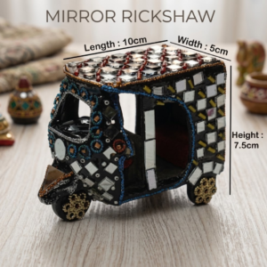 Decorative Mirror Work Rickshaw (L-10cm, W-5cm, H-7.5cm)