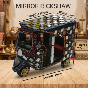 Decorative Mirror Work Rickshaw (L-10cm, W-5cm, H-7.5cm)