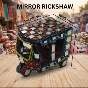 Decorative Mirror Work Rickshaw (L-6cm, W-4cm, H-5.5cm)