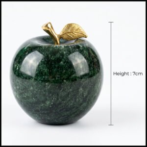 Elegant Onyx Stone Apple Decor with Golden Leaf Size: 7 cm