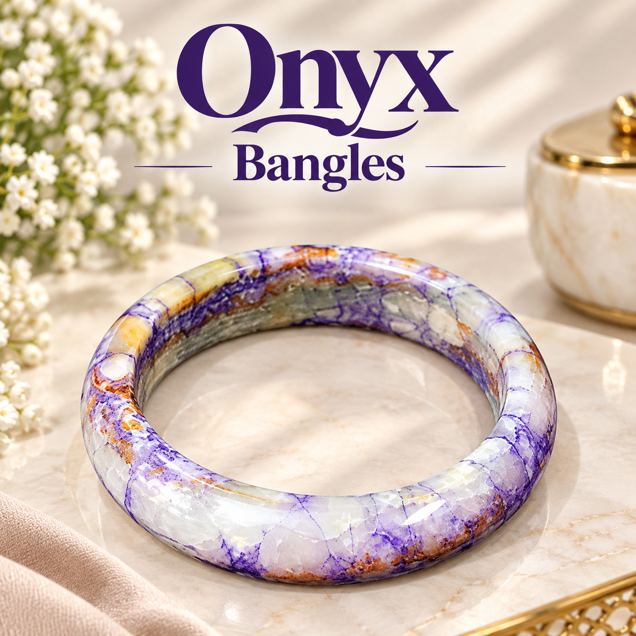 Polished Jade Bangle – Natural Stone Bracelet