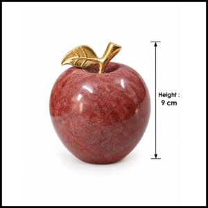 Elegant Onyx Stone Apple Decor with Golden Leaf Size: 9 cm