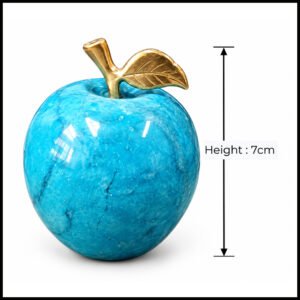 Elegant Onyx Stone Apple Decor with Golden Leaf Size: 7 cm