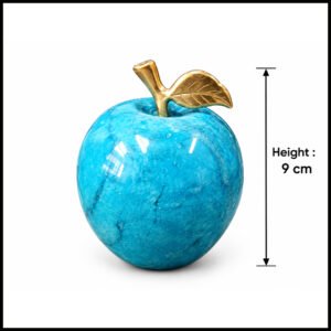 Elegant Onyx Stone Apple Decor with Golden Leaf Size: 9 cm
