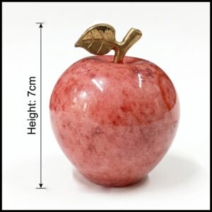 Elegant Onyx Stone Apple Decor with Golden Leaf Size: 7 cm