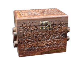3-Layer Wooden Jewellery Box – Traditional Carved Storage & Organizer (Size: Length-15cm, Width-10cm, Height-12cm)