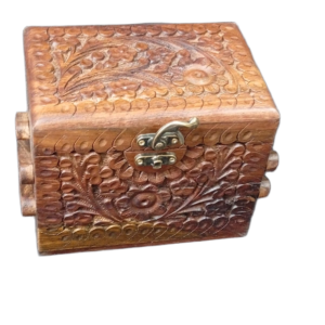 3-Layer Wooden Jewellery Box – Traditional Carved Storage & Organizer (Size: Length-15cm, Width-10cm, Height-12cm)