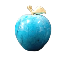 Elegant Onyx Stone Apple Decor with Golden Leaf Size: 9 cm