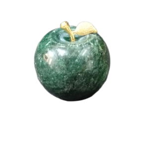 Elegant Onyx Stone Apple Decor with Golden Leaf Size: 7 cm