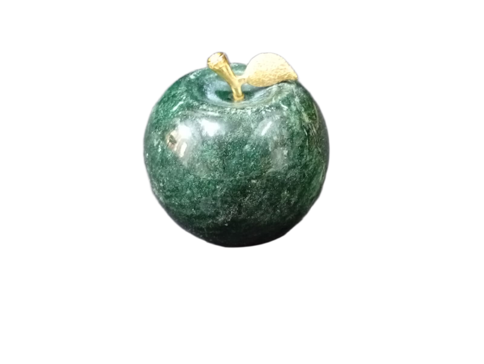Elegant Onyx Stone Apple Decor with Golden Leaf Size: 7 cm - Image 2