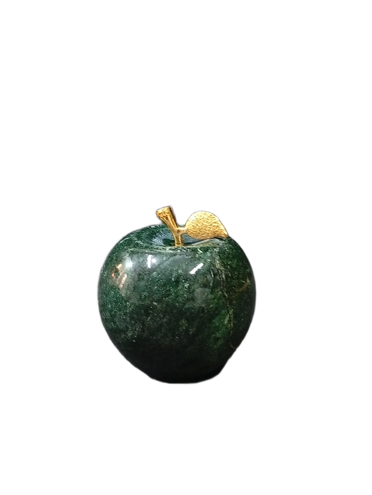 Elegant Onyx Stone Apple Decor with Golden Leaf Size: 7 cm - Image 3