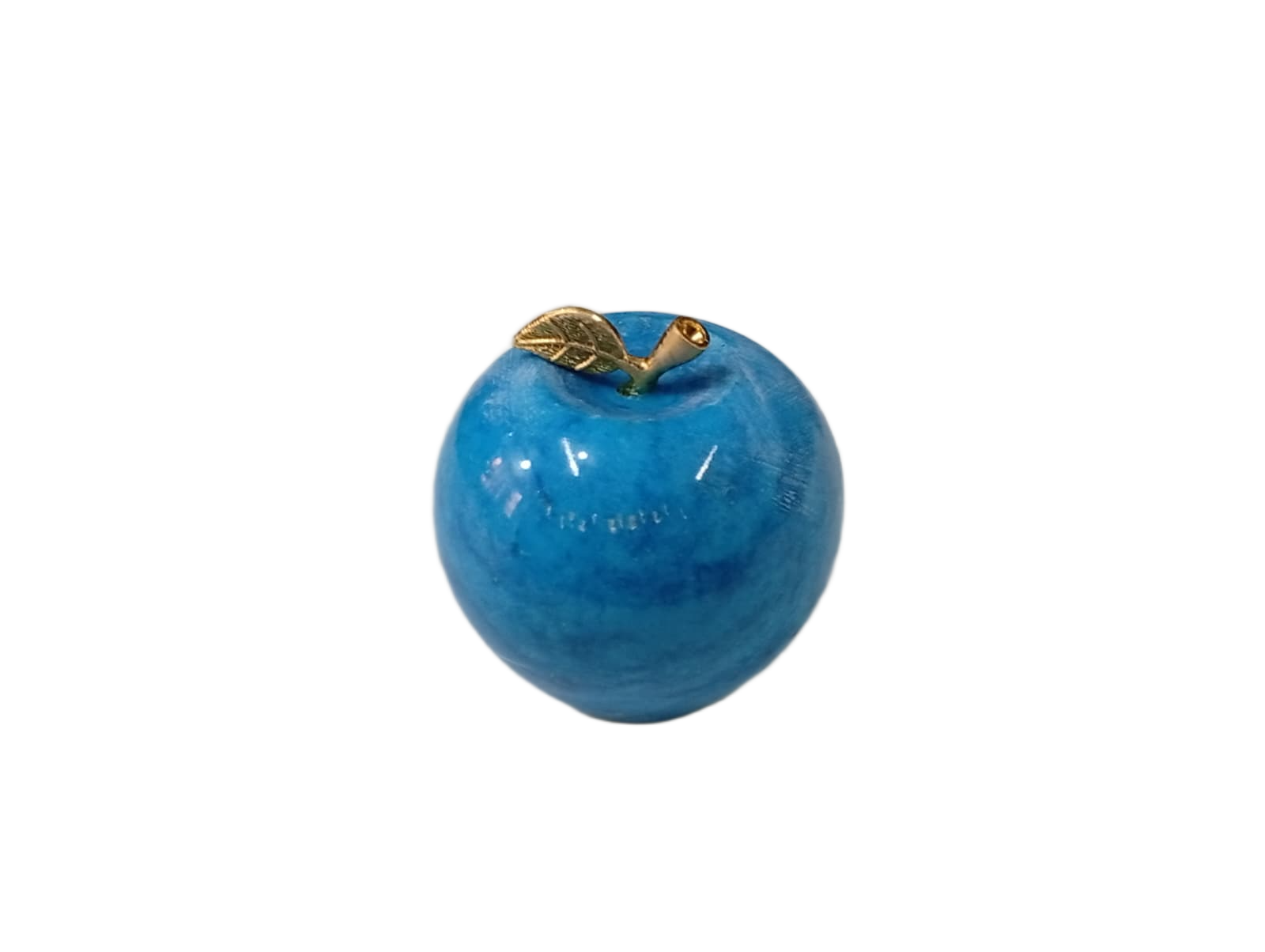 Elegant Onyx Stone Apple Decor with Golden Leaf Size: 7 cm - Image 3
