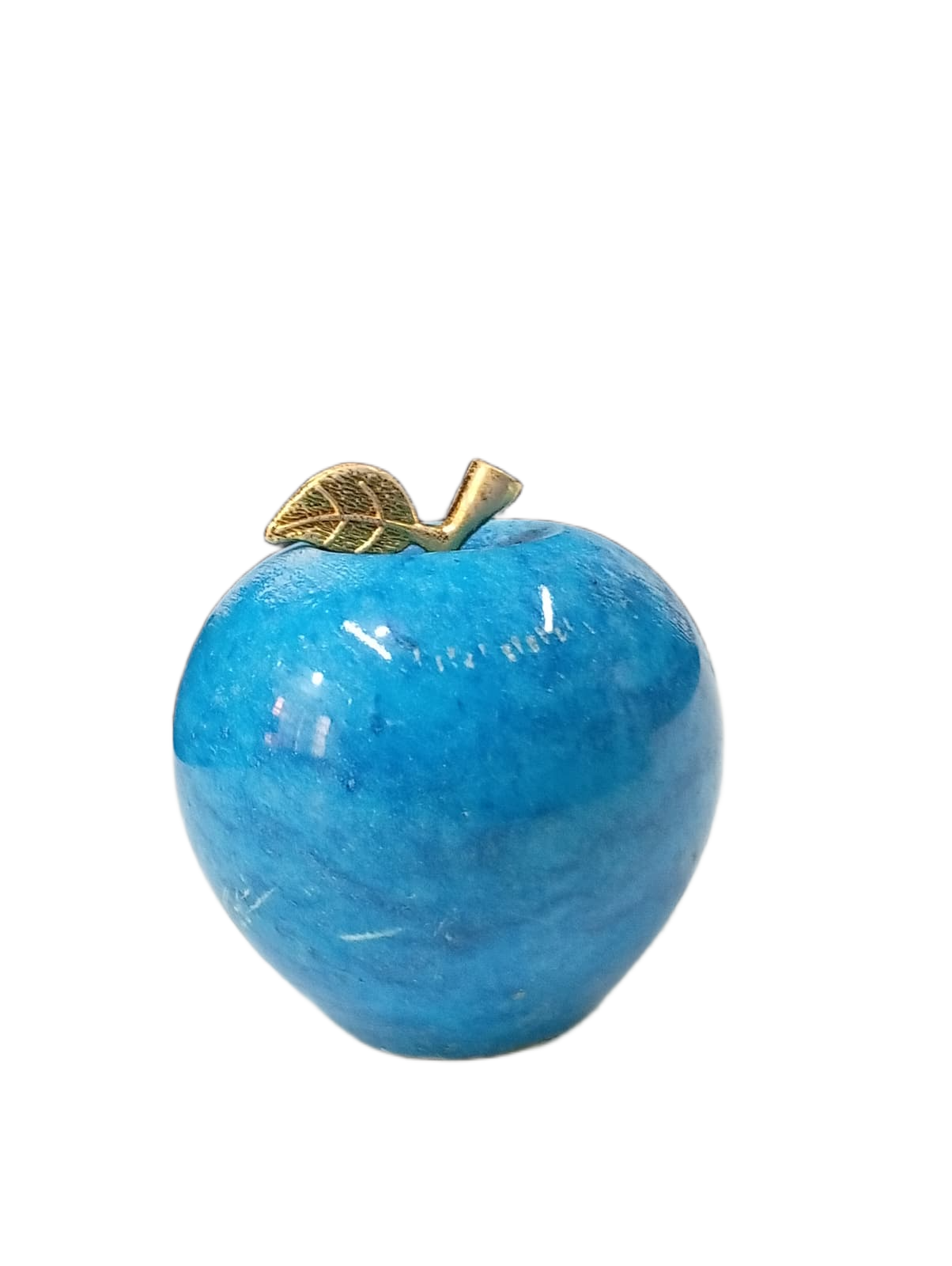 Elegant Onyx Stone Apple Decor with Golden Leaf Size: 7 cm - Image 4