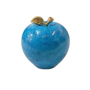 Elegant Onyx Stone Apple Decor with Golden Leaf Size: 7 cm