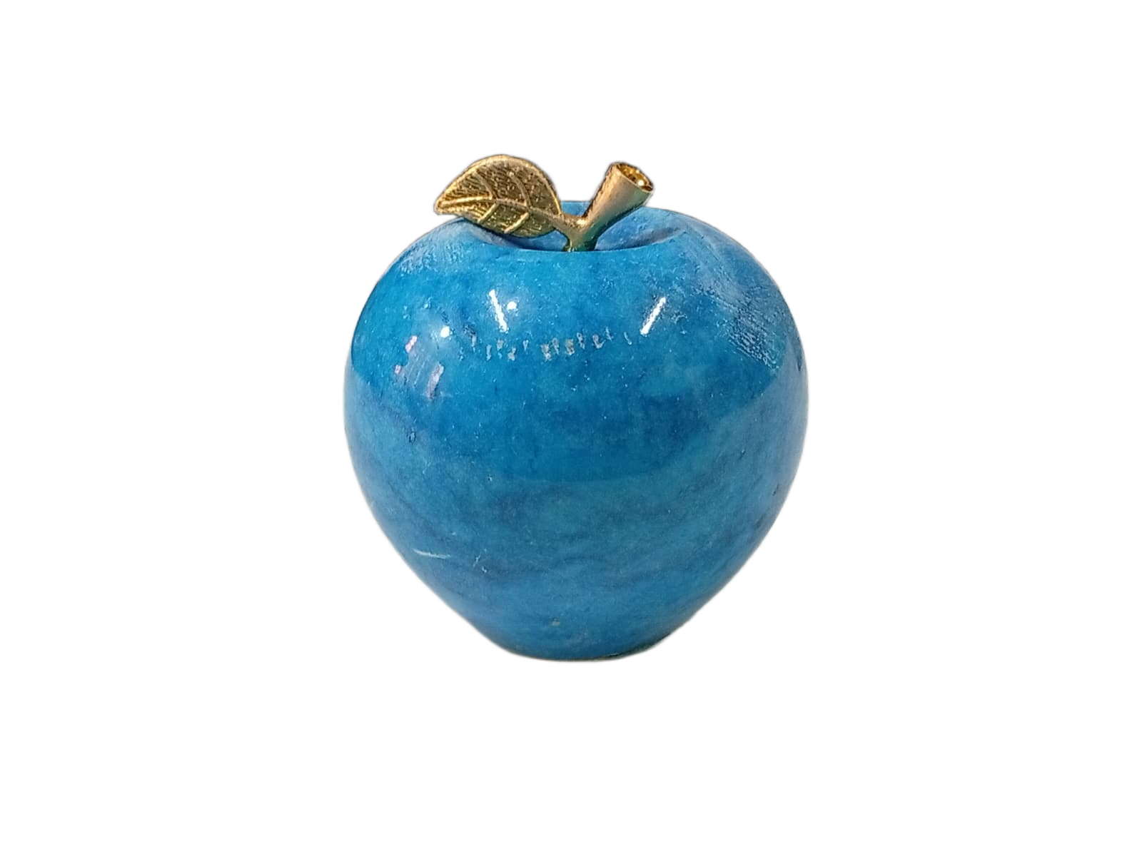 Elegant Onyx Stone Apple Decor with Golden Leaf Size: 7 cm - Image 2