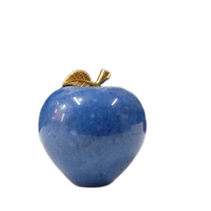 Elegant Onyx Stone Apple Decor with Golden Leaf Size: 7 cm