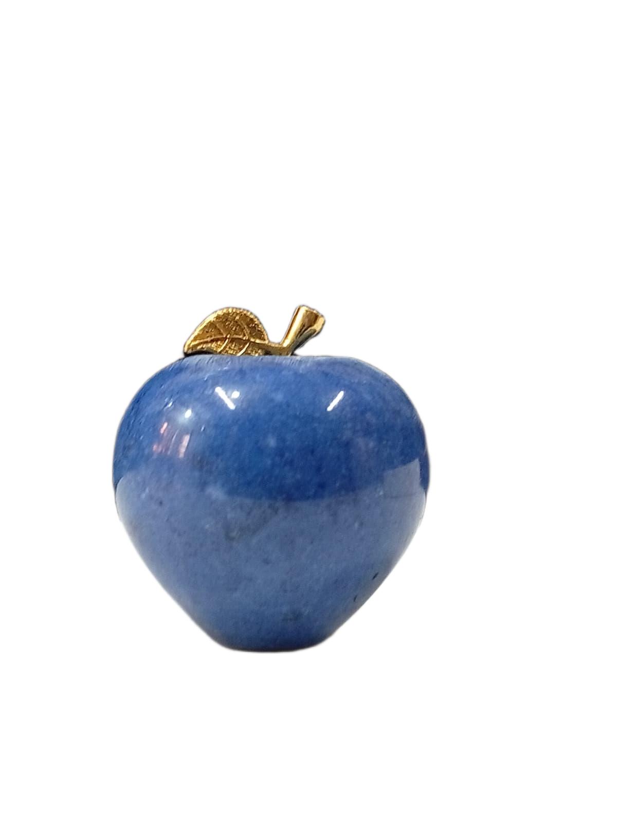 Elegant Onyx Stone Apple Decor with Golden Leaf Size: 7 cm - Image 2