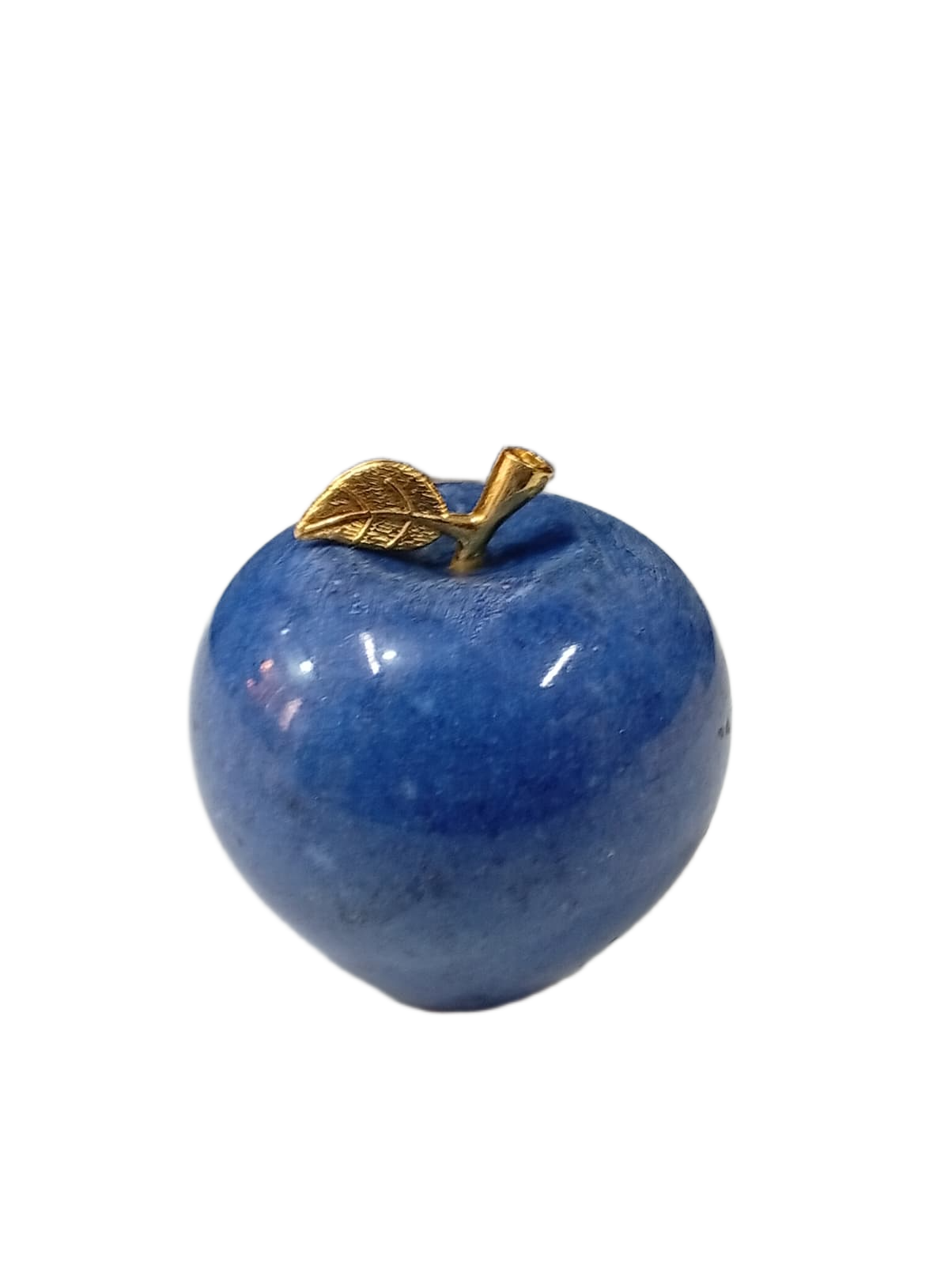 Elegant Onyx Stone Apple Decor with Golden Leaf Size: 7 cm - Image 4