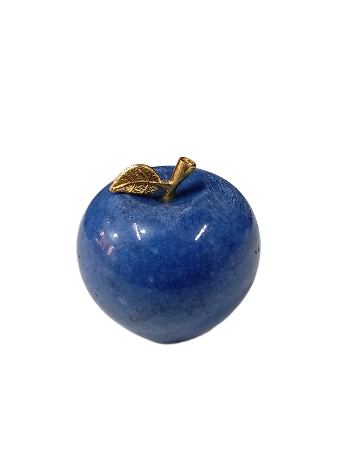 Elegant Onyx Stone Apple Decor with Golden Leaf Size: 7 cm - Image 3