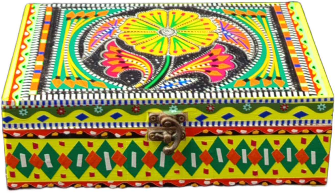 Decorative Storage Box ( L-23cm , W-15.5cm , H-7.5cm ) , Chamakpatti Gift Box , Stylish Decorative Storage , Traditional Home Decor - Image 7