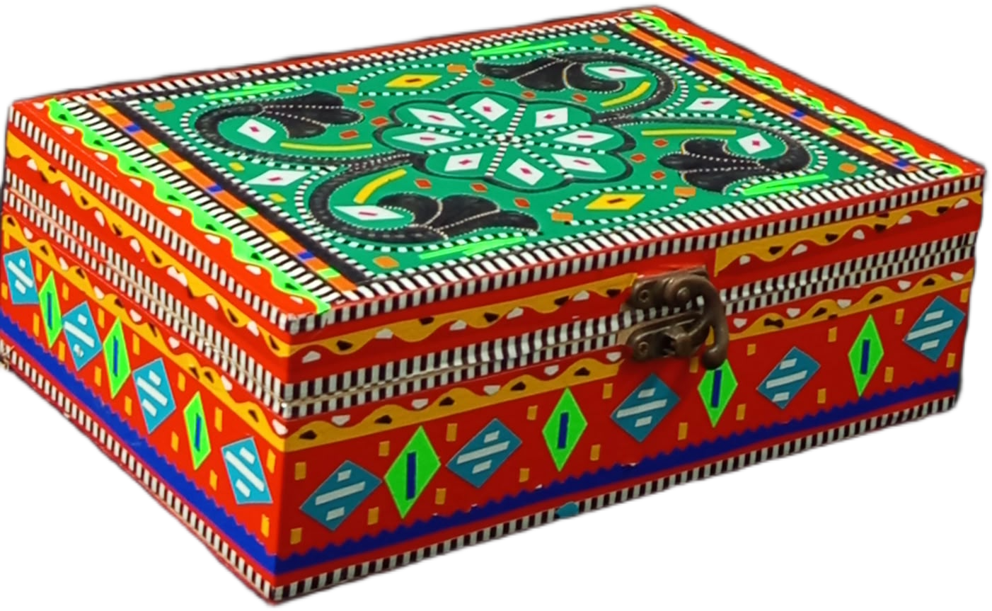 Decorative Pakistani Handicraft( L-23cm , W-15.5cm , H-7.5cm ) , Chamakpatti Decorative Box for Home Storage and Organization , Traditional Home Decor , Chamakpatti Keepsake Box - Image 4