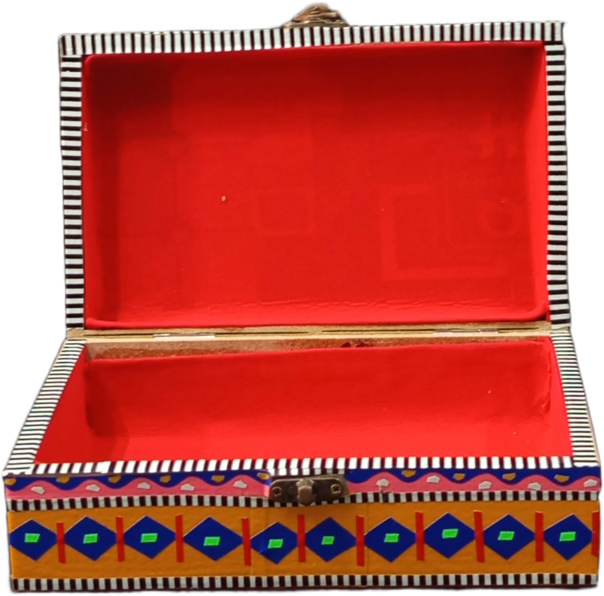 Traditional Handcrafted Box ( L-20.5cm , W-13cm , H-7cm ) , Chamakpatti Box for Accessories , Pakistani Chamakpatti Decorative Box - Image 3