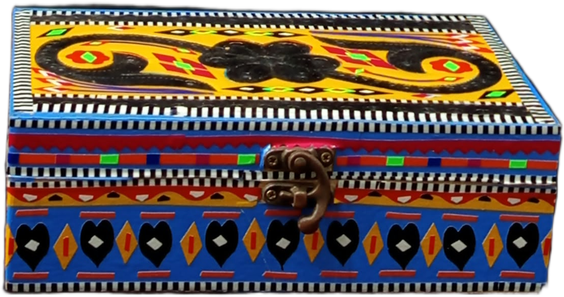 Decorative Chamakpatti Box( L-20.5cm , W-13cm , H-7cm ) , Pakistani Decorative Box , Chamakpatti Traditional Design , Traditional Craft box - Image 3