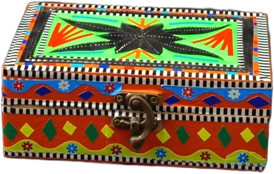 Chamakpatti Craft Box(L-15cm , W-10cm , H-5.5cm) , Chamakpatti Decorative Box , Unique Decorative Storage Box , Decorative Storage Box for Home - Image 4