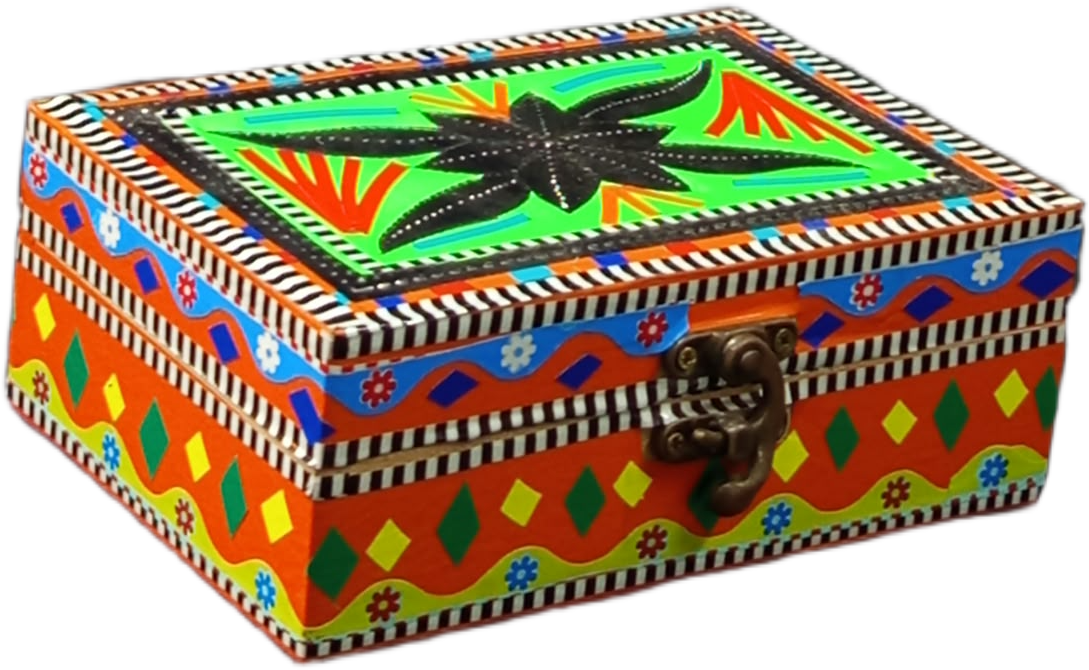 Chamakpatti Craft Box(L-15cm , W-10cm , H-5.5cm) , Chamakpatti Decorative Box , Unique Decorative Storage Box , Decorative Storage Box for Home - Image 3