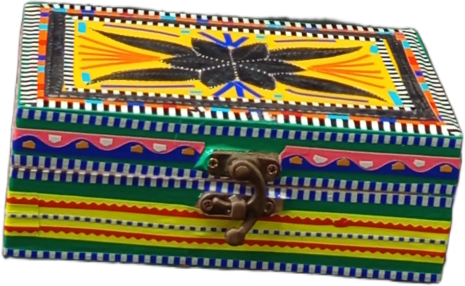 Unique Pakistani Handicraft Box(L-15cm , W-10cm , H-5.5cm) , Chamakpatti Box for Home Décor and Gift Giving , Chamakpatti Decorative Storage Box , Traditional Pakistani Handicraft box - Image 3