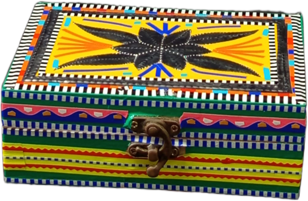 Unique Pakistani Handicraft Box(L-15cm , W-10cm , H-5.5cm) , Chamakpatti Box for Home Décor and Gift Giving , Chamakpatti Decorative Storage Box , Traditional Pakistani Handicraft box - Image 7