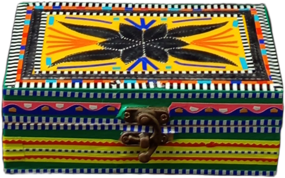 Unique Pakistani Handicraft Box(L-15cm , W-10cm , H-5.5cm) , Chamakpatti Box for Home Décor and Gift Giving , Chamakpatti Decorative Storage Box , Traditional Pakistani Handicraft box - Image 5