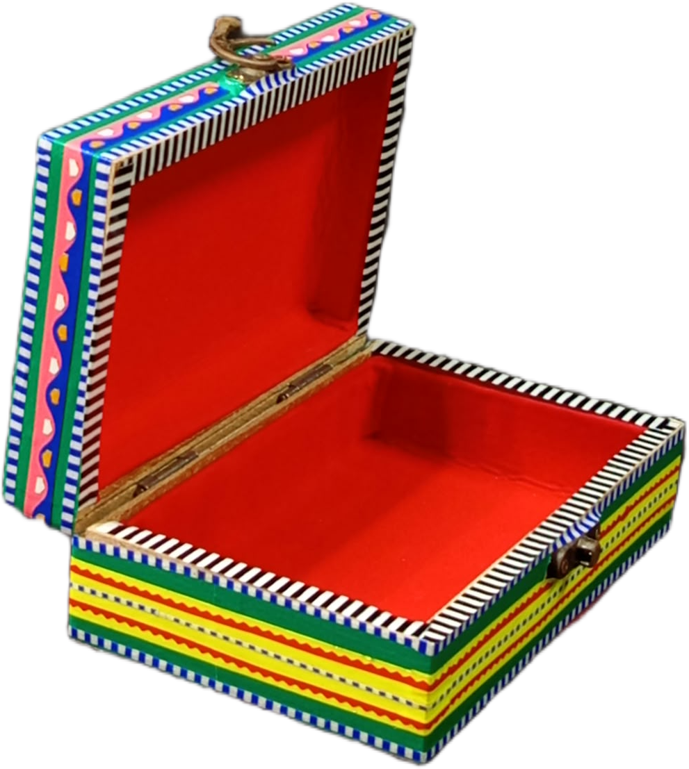 Unique Pakistani Handicraft Box(L-15cm , W-10cm , H-5.5cm) , Chamakpatti Box for Home Décor and Gift Giving , Chamakpatti Decorative Storage Box , Traditional Pakistani Handicraft box - Image 4