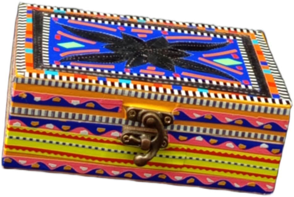 Decorative Chamakpatti Storage Box(L-15cm , W-10cm , H-5.5cm) , Chamakpatti Gift Box for Jewelry and Small Accessories , Traditional Pakistani Décor , Unique Pakistani Handicraft box - Image 3