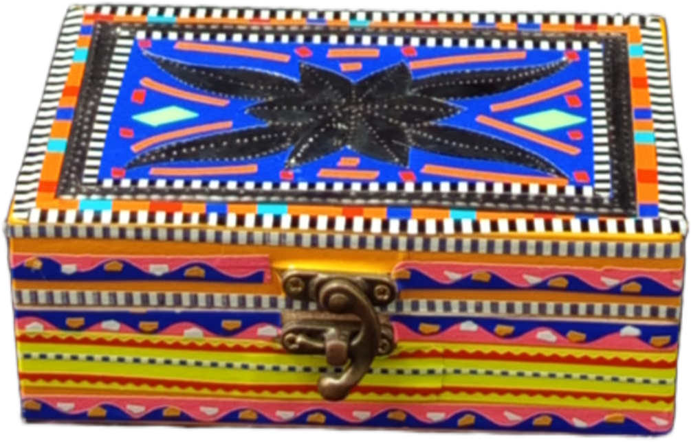 Decorative Chamakpatti Storage Box(L-15cm , W-10cm , H-5.5cm) , Chamakpatti Gift Box for Jewelry and Small Accessories , Traditional Pakistani Décor , Unique Pakistani Handicraft box - Image 6