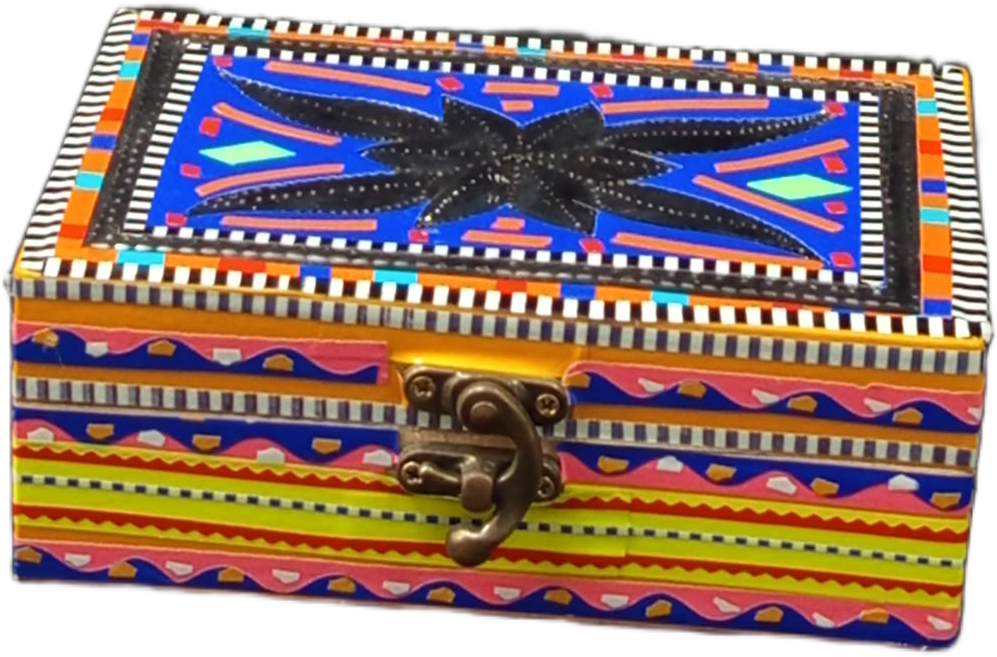 Decorative Chamakpatti Storage Box(L-15cm , W-10cm , H-5.5cm) , Chamakpatti Gift Box for Jewelry and Small Accessories , Traditional Pakistani Décor , Unique Pakistani Handicraft box - Image 5