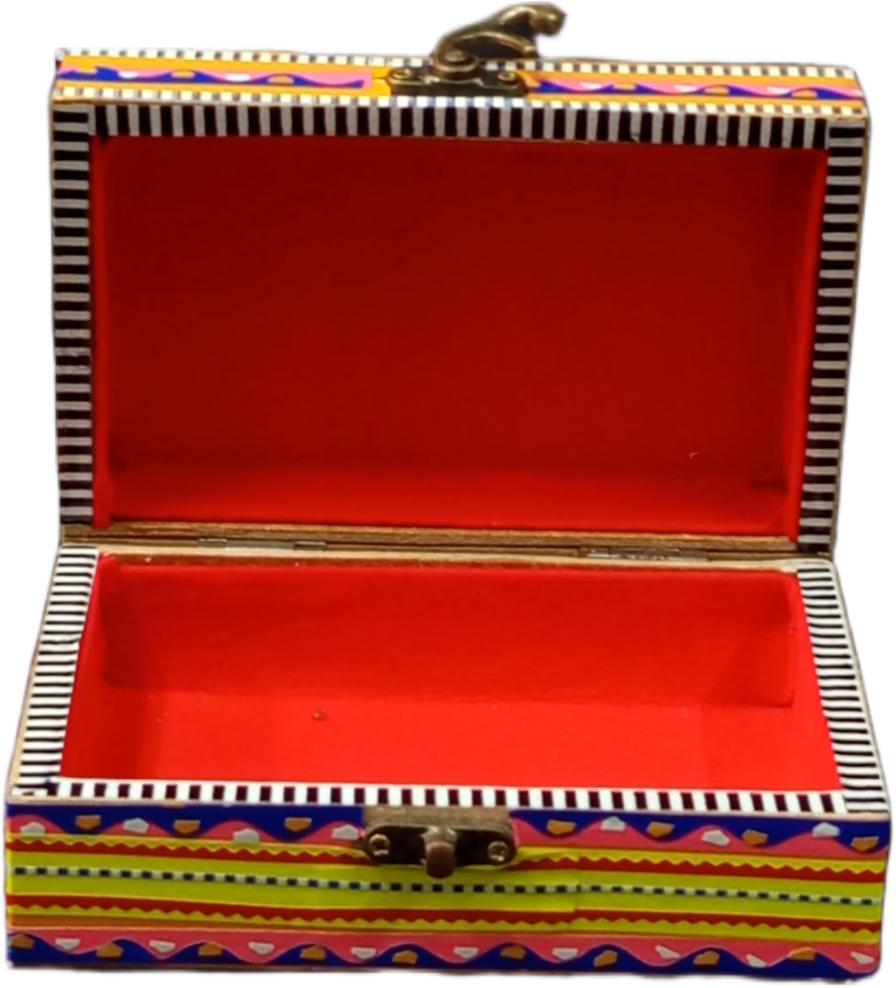 Decorative Chamakpatti Storage Box(L-15cm , W-10cm , H-5.5cm) , Chamakpatti Gift Box for Jewelry and Small Accessories , Traditional Pakistani Décor , Unique Pakistani Handicraft box - Image 4