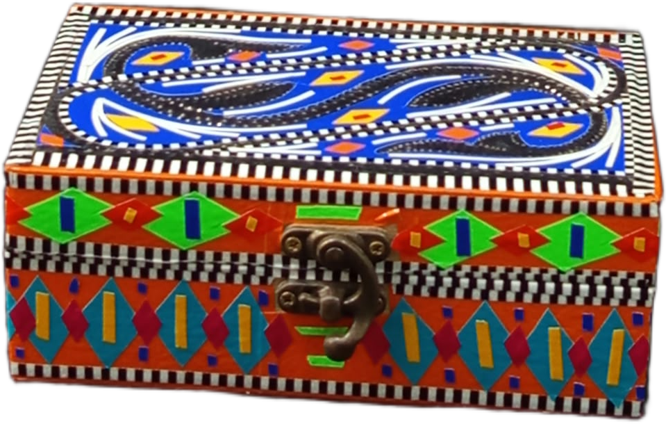 Traditional Pakistani Décor Box(L-15cm , W-10cm , H-5.5cm) , Chamakpatti Decorative Box , Chamakpatti Craft Box , Chamakpatti Craft Box for Jewelry and Accessories - Image 5